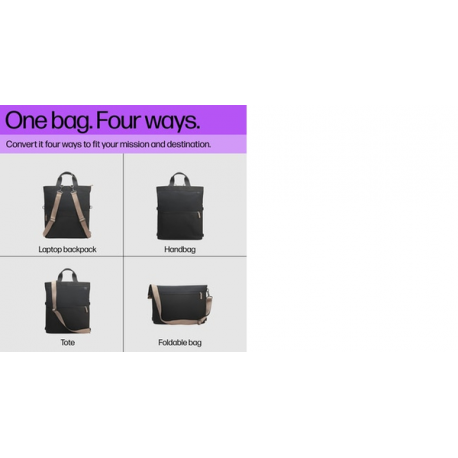 HP - Notebook carrying backpack / tote - convertible - 14.1" - black, taupe - 18