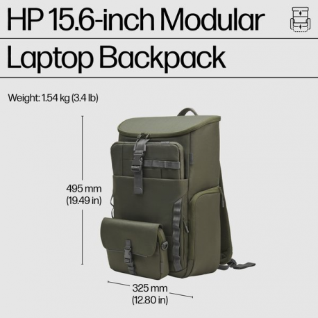 HP Laptop Backpack - Notebook carrying backpack - modular - 15.6" - grey, green - 7