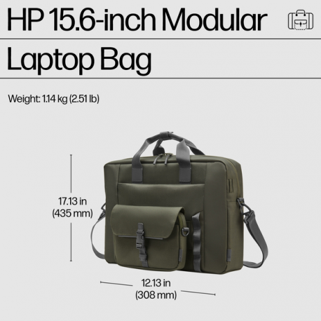 HP - Notebook carrying case - modular - 15.6" - grey, green - 13