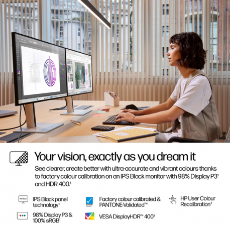 HP 727pu - Series 7 Pro - LED monitor - 27" - 2560 x 1440 QHD @ 120 Hz - IPS Black - 400 cd / m² - 2000:1 - DisplayHDR 400 - 5 ms - Thunderbolt 4, HDMI, DisplayPort - black, silver - 6