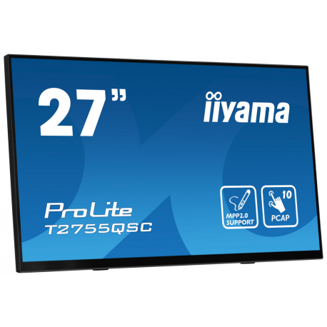 iiyama ProLite T2755QSC-B1 - LED monitor - 27" - touchscreen - 2560 x 1440 WQHD @ 75 Hz - IPS - 400 cd / m² - 1000:1 - 5 ms - HDMI, DisplayPort - speakers - matte black - 4