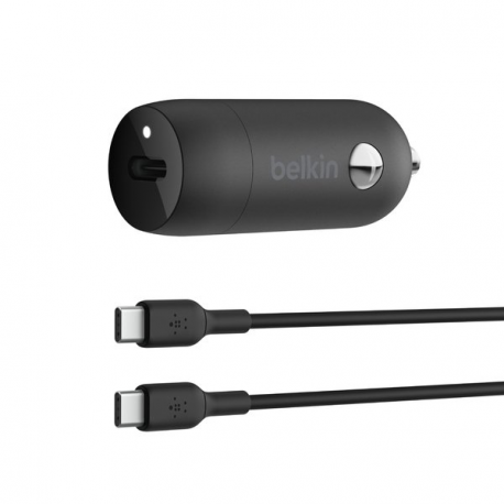 Belkin BoostCharge - Car power adapter - 30 Watt - 3 A - Fast Charge, Power Delivery 3.1 (24 pin USB-C) - black - 0