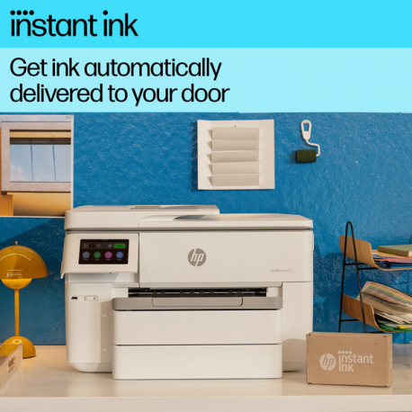 HP Officejet Pro 9730e Wide Format All-in-One - Multifunction printer - colour - ink-jet - A3 / Ledger (297 x 432 mm) (original) - A3 (media) - up to 18 ppm (copying) - up to 22 ppm (printing) - 250 sheets - USB 2.0, LAN, USB 2.0 host, Wi-Fi(ac), Bluetooth - cement - 17