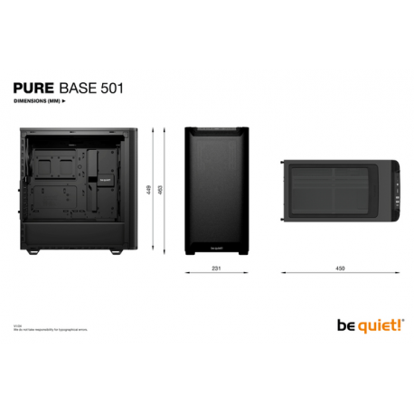 be quiet! Pure Base 501 Airflow Window - Midi-tower - ATX - windowed side panel (tempered glass) - no power supply (ATX / PS/2) - black - USB/Audio - 6
