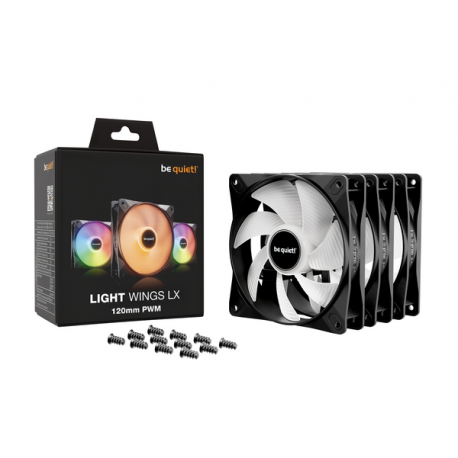 be quiet! Light Wings LX - Case fan - PWM - 120 mm - black (pack of 3) - 4