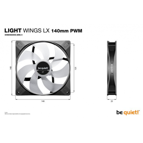 be quiet! Light Wings LX - Case fan - PWM - 140 mm - black - 4