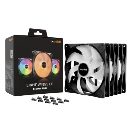 be quiet! Light Wings LX - Case fan - PWM - 140 mm - black (pack of 3) - 3