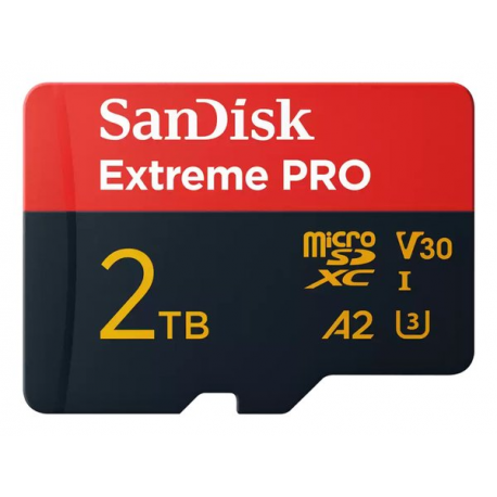 SanDisk Extreme Pro - Flash memory card (SD adapter included) - 2 TB - A2  /  Video Class V30  /  UHS-I U3 - microSDXC UHS-I - 4