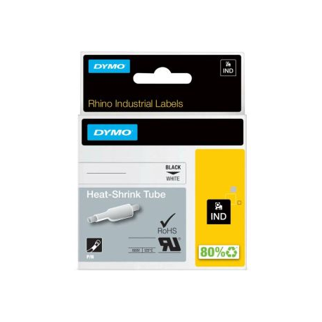 DYMO IND - Adhesive - black on white - Roll (0.6 cm x 1.5 m) 1 roll(s) tubing label cartridge - for Rhino 4200, 4200 Kit, 5200, 5200 Hard Case Kit - 0