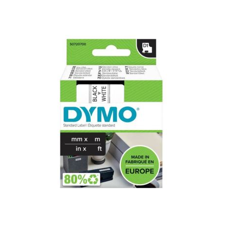 DYMO D1 Standard - Polyester - self-adhesive - black on white - Roll (1.9cm x 7m) 1 cassette(s) label tape - for LabelMANAGER 360D, 420P; DYMO LabelWriter 450 Duo - 0