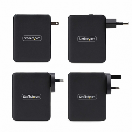 StarTech.com 140W USB-C Wall Charger, USB-C / USB-A, PD GaN Power Adapter - Power adapter - GaN technology - 140 Watt - 5 A - Power Delivery 3.1 - 4 output connectors (USB, 3 x USB-C) - black - 4