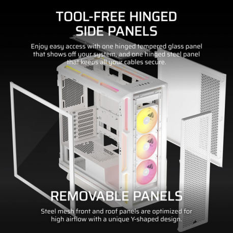 CORSAIR iCUE LINK 5000T LX RGB - Mid tower gaming - extended ATX - windowed side panel (tempered glass) - no power supply (ATX) - white - USB/Audio - 9