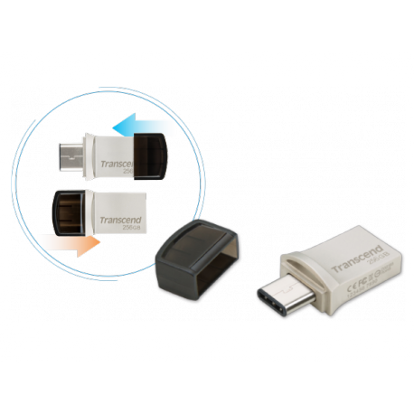 Transcend JetFlash 890 - USB flash drive - 256 GB - USB 3.1 Gen 1 / USB-C - silver - 6