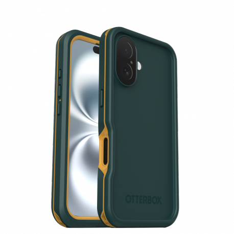 OtterBox FRE - Protective waterproof case for mobile phone - MagSafe compatibility - polycarbonate layer, thermoplastic elastomer (TPE) - sagebrush (green) - for Apple iPhone 16 - 3