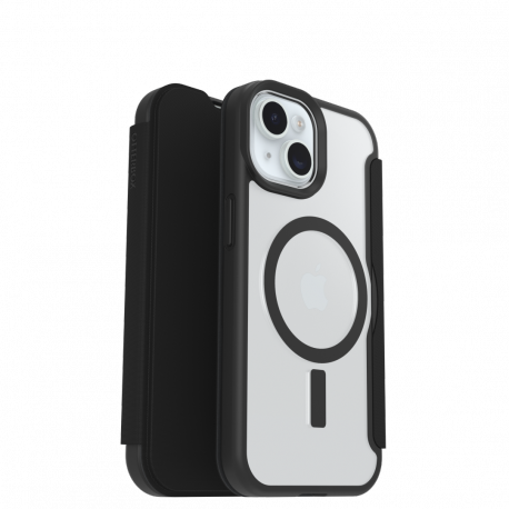OtterBox React Folio Series - Flip cover for mobile phone - MagSafe compatibility - black crystal (clear / black) - for Apple iPhone 13, 14, 15 - 4