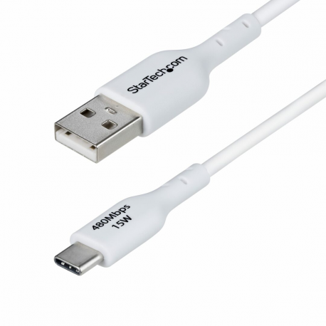 StarTech.com 3ft (1m) White USB-A to USB-C Charging Cable / Cord, M / M - USB cable - USB (M) to 24 pin USB-C (M) - USB 2.0 - 3 A - 1 m - charge and sync, halogen-free, passive, USB Fast Charge (15W) - white - 0