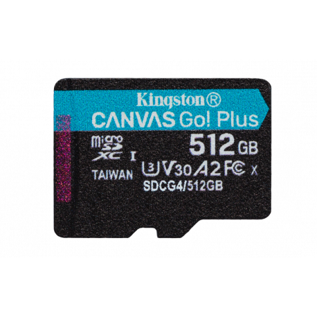 Kingston Canvas Go! Plus - Flash memory card - 512 GB - A2  /  Video Class V30  /  UHS-I U3  /  Class10 - microSDXC UHS-I - 0