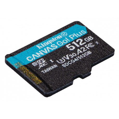 Kingston Canvas Go! Plus - Flash memory card - 512 GB - A2  /  Video Class V30  /  UHS-I U3  /  Class10 - microSDXC UHS-I - 1