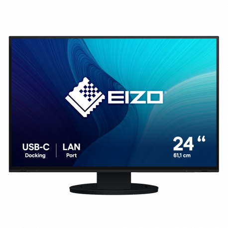 EIZO FlexScan EV2495-BK - With FlexStand - LED monitor - 24.1" - 1920 x 1200 - IPS - 350 cd/m² - 1000:1 - 5 ms - HDMI, DisplayPort, USB-C - speakers - black - 0