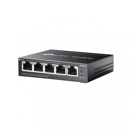 TP-Link Omada ES205GP V1 - Switch - Managed - 4 x 10 / 100 / 1000 (PoE+) + 1 x 10 / 100 / 1000 - desktop, wall-mountable - PoE+ (65 W) - 2