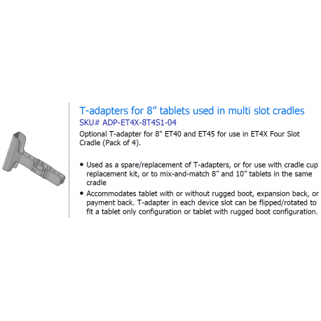 Zebra - Adapter for tablet - 8" (pack of 4) - for Zebra ET40, ET45 - 1