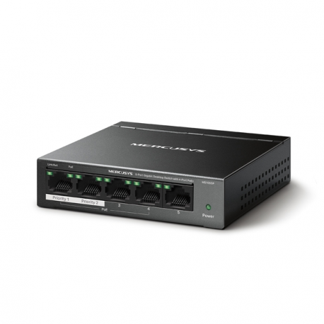 Mercusys MS105GP V1 - Switch - 5 x 10 / 100 / 1000 (4 PoE+) - desktop, wall-mountable - PoE+ (65 W) - 1