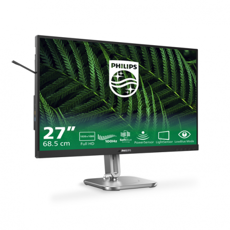Philips 27B2G5200 - LED monitor - 27" - 1920 x 1080 Full HD (1080p) @ 100 Hz - IPS - 1500:1 - HDMI, VGA, DisplayPort - speakers - charcoal, silver - 8