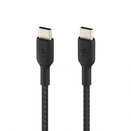 Belkin BoostCharge - USB cable - 24 pin USB-C (M) to 24 pin USB-C (M) - USB 2.0 - 20 V - 3 A - 15 cm - USB Power Delivery (60W), braided cable - black - 2