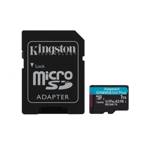 Kingston Canvas Go! Plus - Flash memory card (microSDXC to SD adapter included) - 1 TB - A2  /  Video Class V30  /  UHS-I U3  /  Class10 - microSDXC UHS-I - 0