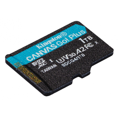 Kingston Canvas Go! Plus - Flash memory card (microSDXC to SD adapter included) - 1 TB - A2  /  Video Class V30  /  UHS-I U3  /  Class10 - microSDXC UHS-I - 4