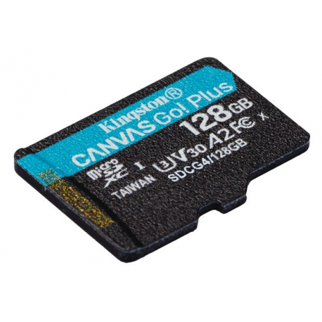 Kingston Canvas Go! Plus - Flash memory card - 128 GB - A2  /  Video Class V30  /  UHS-I U3  /  Class10 - microSDXC UHS-I - 1