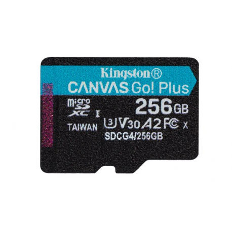 Kingston Canvas Go! Plus - Flash memory card - 256 GB - A2  /  Video Class V30  /  UHS-I U3  /  Class10 - microSDXC UHS-I - 0