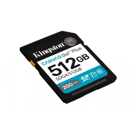 Kingston Canvas Go! Plus - Flash memory card - 512 GB - Video Class V30 / UHS-I U3 / Class10 - SDXC UHS-I - 4