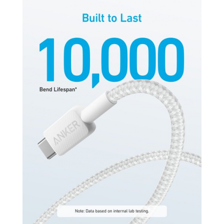 Anker 322 - USB cable - USB (M) to 24 pin USB-C (M) - 5 V - 3 A - 90 cm - white - 2