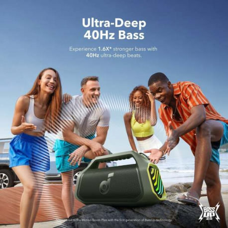 Soundcore Boom 2 Plus - Speaker - for portable use - wireless - Bluetooth - App-controlled - 100 Watt - 2-way - adventure green - 1