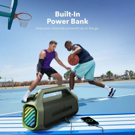 Soundcore Boom 2 Plus - Speaker - for portable use - wireless - Bluetooth - App-controlled - 100 Watt - 2-way - adventure green - 6