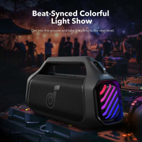 Soundcore Boom 2 Plus - Speaker - for portable use - wireless - Bluetooth - App-controlled - 100 Watt - 2-way - phantom black - 3