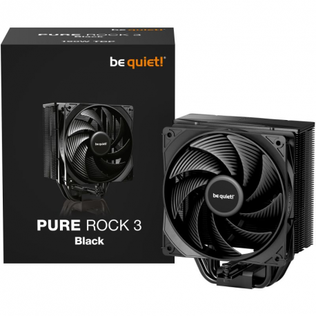 be quiet! Pure Rock 3 - Processor cooler - (for: LGA1150, LGA1151, LGA1155, LGA1200, LGA1700, LGA1851, AM4, AM5) - copper base with aluminium fins - 120 mm - black - 3
