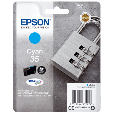 Epson 35 - 9.1 ml - cyan - original - ink cartridge - for WorkForce Pro WF-4720, WF-4720DWF, WF-4725DWF, WF-4730, WF-4730DTWF, WF-4740, WF-4740DTWF - 1