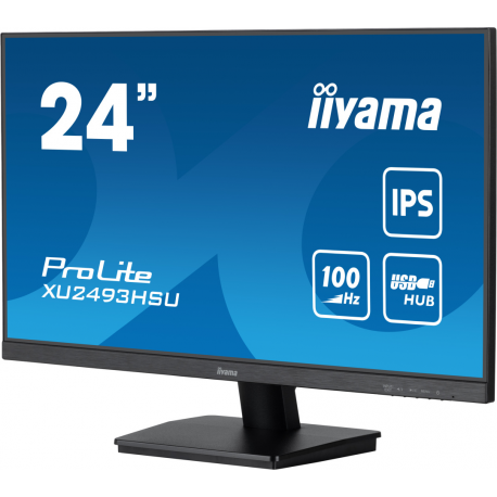 iiyama ProLite XU2493HSU-B7 - LED monitor - 24" (23.8" viewable) - 1920 x 1080 Full HD (1080p) @ 100 Hz - IPS - 300 cd/m² - 1300:1 - 1 ms - HDMI, DisplayPort - speakers - matte black - 2