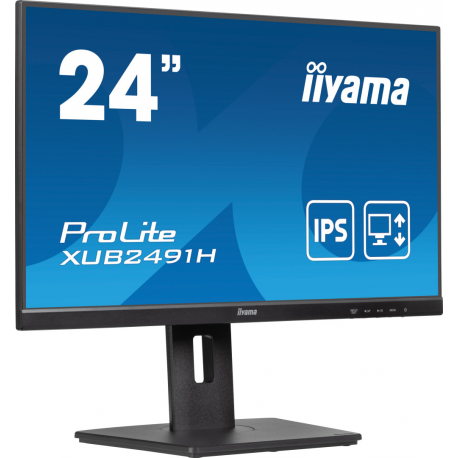 iiyama ProLite XUB2491H-B1 - LED monitor - 24" (23.8" viewable) - 1920 x 1080 Full HD (1080p) @ 100 Hz - IPS - 300 cd/m² - 1300:1 - 0.5 ms - HDMI, DisplayPort - matte, black - 1