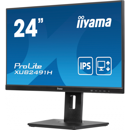 iiyama ProLite XUB2491H-B1 - LED monitor - 24" (23.8" viewable) - 1920 x 1080 Full HD (1080p) @ 100 Hz - IPS - 300 cd/m² - 1300:1 - 0.5 ms - HDMI, DisplayPort - matte, black - 3