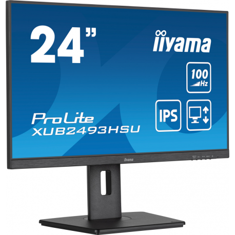 iiyama ProLite XUB2493HSU-B7 - LED monitor - 24" (23.8" viewable) - 1920 x 1080 Full HD (1080p) @ 100 Hz - IPS - 250 cd/m² - 1300:1 - 1 ms - HDMI, DisplayPort - speakers - matte black - 6