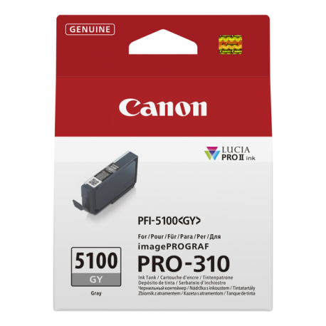 Canon PFI-5100 GY - 14.4 ml - grey - original - hanging box - ink tank - for imagePROGRAF PRO-310 - 0