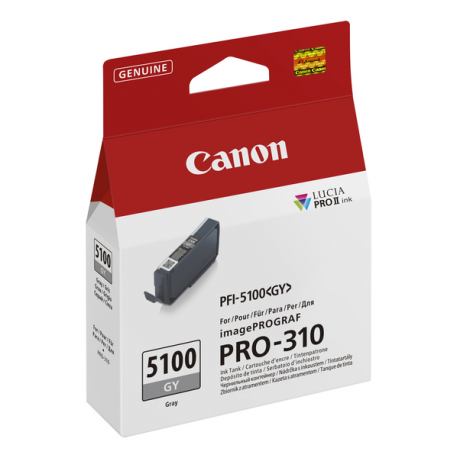 Canon PFI-5100 GY - 14.4 ml - grey - original - hanging box - ink tank - for imagePROGRAF PRO-310 - 2