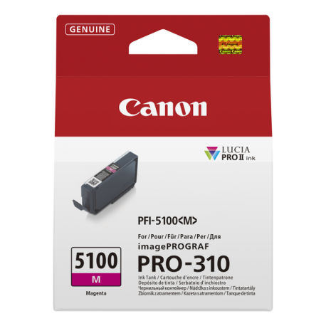 Canon PFI-5100 M - 14.4 ml - magenta - original - hanging box - ink tank - for imagePROGRAF PRO-310 - 0