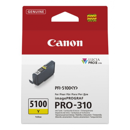 Canon PFI-5100 Y - 14.4 ml - yellow - original - hanging box - ink tank - for imagePROGRAF PRO-310 - 0