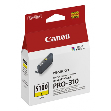 Canon PFI-5100 Y - 14.4 ml - yellow - original - hanging box - ink tank - for imagePROGRAF PRO-310 - 1