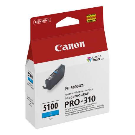 Canon PFI-5100 C - 14.4 ml - cyan - original - hanging box - ink tank - for imagePROGRAF PRO-310 - 1
