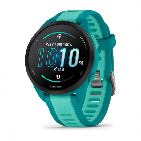 Garmin Forerunner 165 Music - Turquoise - sport watch with band - silicone - aqua - wrist size: 126-203 mm - display 1.2" - 4 GB - Bluetooth, ANT+ - 39 g - 0